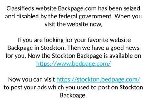 Back pages stockton - 411 is a leading white pages directory with phone numbers, people, addresses, and more. Find the person you're looking for and search public records from all 50 states.